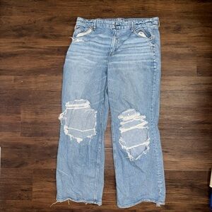 Curvy super high rise baggy straight jeans American Eagle